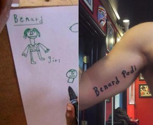 Benard handwriting and tattoo